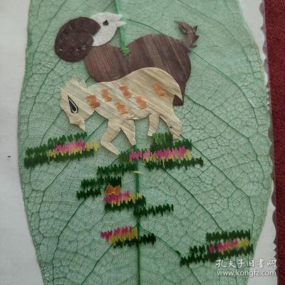 葉脈+麥秸畫藝術書簽(手工制作七八十年代出口創匯產品)